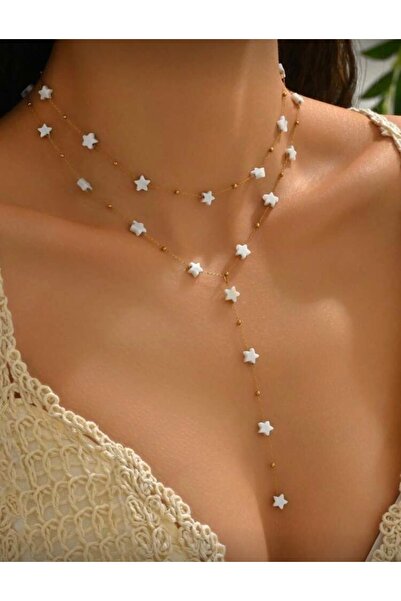 By Song Aksesuar Star Necklace with Steel Chain