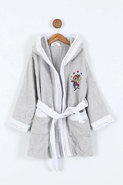 Bikaya Home Clown Figured Embroidered Hooded Children's Bathrobe |   Soft Cot...