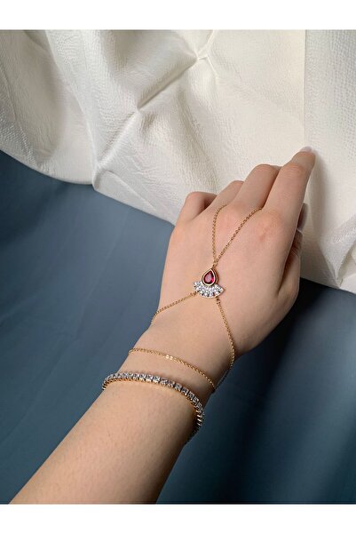 TÜKKAN ACCESSORİES ŞAHMERAN KIRMIZI VE BAYZ ZİRKON TAŞ DETAYLI GOLD ŞAHMERAN ...