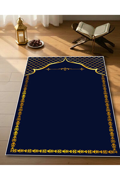 Harika bir ev SECCADE YUMUŞAK YÜZEY KAYMAZ TABAN MODERN ŞIK LACİVERT-GOLD TAS...