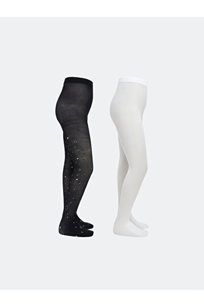 LC Waikiki مجموعة إلسيفا جوارب طويلة بيضاء رفيعة للفتيات، عبوة من قطعتين