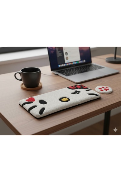 EL YAPIMI 2’li Set: Hello Kitty Desenli Peluş Klavye ve Mouse Desteği