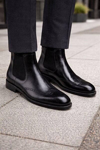 MOCHA %100 Hakiki Deri Siyah Erkek Chelsea Bot