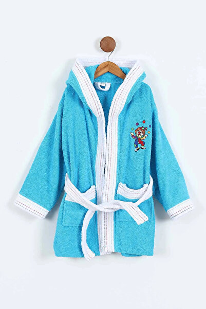 Bikaya Home Clown Figured Embroidered Hooded Children's Bathrobe |   Soft Cot...