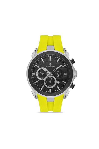 DAVID GUNER Men's Wristwatch with Yellow Silicone Strap