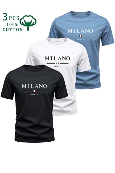 PAVRO Unisex Oversize Fit Multi T-Shirt Milano Printed Tshirt