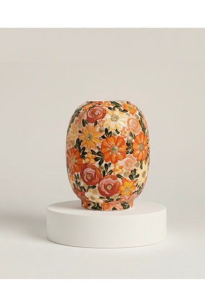 inrobert Seramik Orange Flowers Vazo