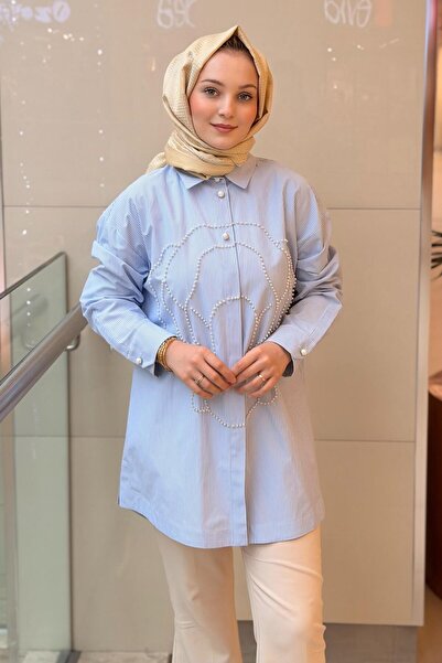 Ghisa Pearl Embroidered Striped Shirt