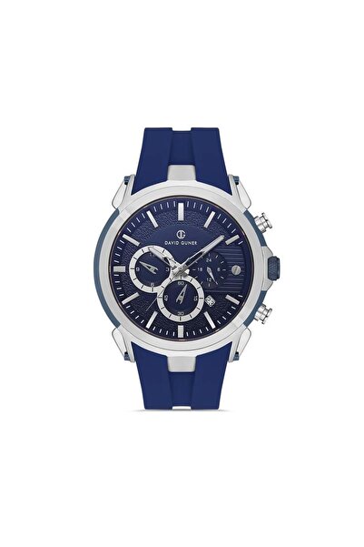 DAVID GUNER Men's Arm Watch with Dark Blue Dial Silver Coated Multifunctional...
