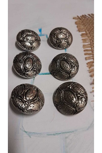 ILCARE Metallized Abs Antique Silver Plated Button 40 Size 25 mm 5 Pieces