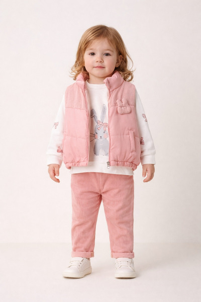 Harika KIDS Baby Girl 3-Piece Set 9-24 Months Inflatable Vest 100% Cotton Swe...