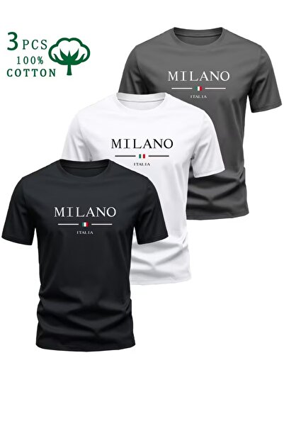 PAVRO Unisex Oversize Fit Multi T-Shirt Milano Printed Tshirt