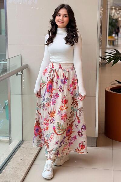 Ghisa Patterned Lined Flared Skirt