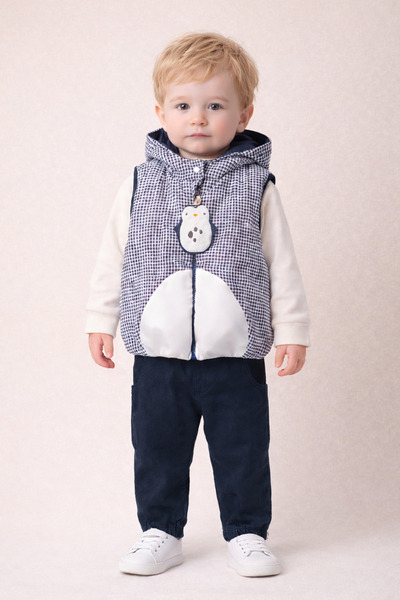 Harika KIDS Baby Boy 3-Piece Set 9-24 Months Inflatable Vest 100% Cotton Swea...