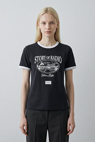 Rays 5875 Tricou cu imprimeu radio, negru