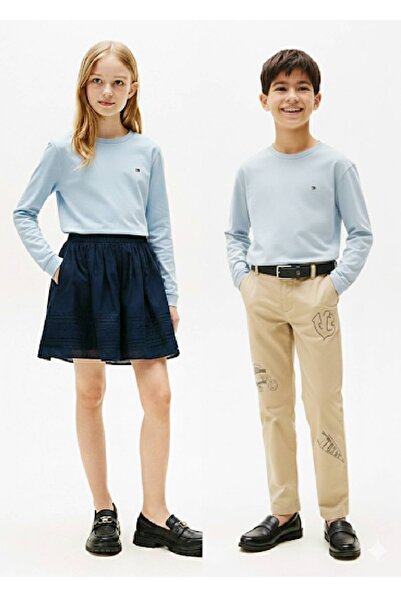 Tommy Hilfiger Unisex Kids 100% Organic Cotton Breezy Blue T-Shirt Xb0Xb01542C10