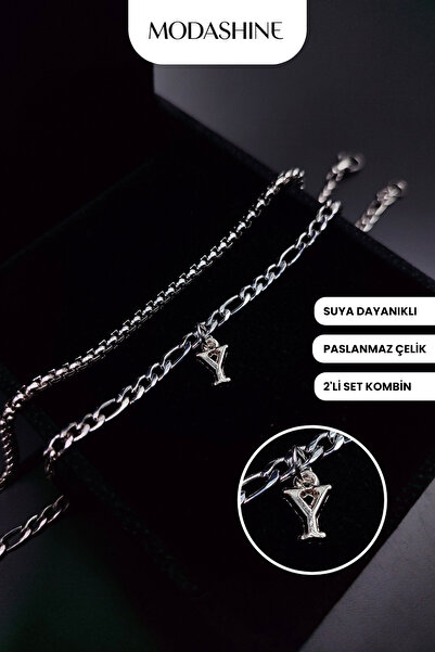 ModaShineShop Y Letter Bracelet Set of 2 – Tarnish-Resistant Stainless Steel ...