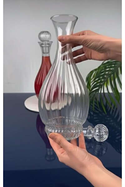 DCA SUPPLY STORE Bohem Serisi Kristal Kesim Görünümlü Cam Karaf-Vintage Şerbe...