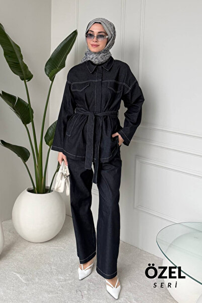 Mogi Butik Comfortable Cut, Tie-Dye Detailed, Hijab-Friendly Women's Denim Su...