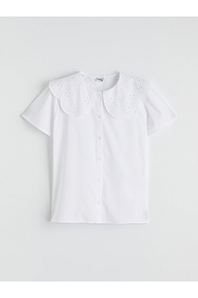 LC Waikiki White baby collar girl's poplin shirt
