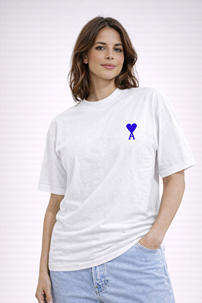 CAMBLYS UNİSEX KALP DESENLİ AMİ KLASİK KÜÇÜK KALP ÖN BASKILI OVERSİZE KALIN K...