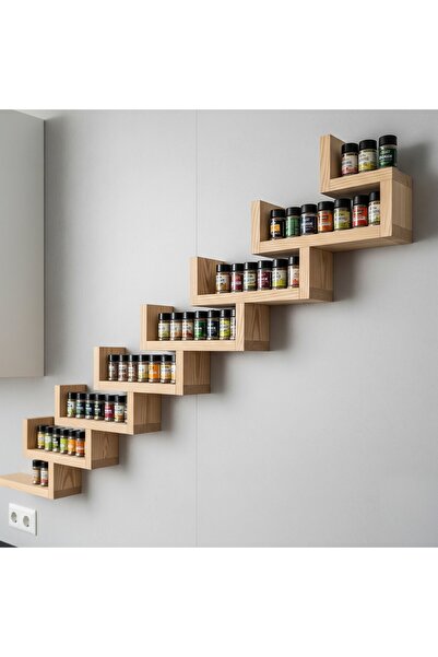 Ev dekka Plus Aksesuar Dekoratif Duvar Rafı - 8 Katlı Merdiven Tasarım Saksıl...