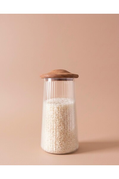 Luca Mia Ribella XL Acacia Vacuum Glass Jar with Lid 1300 ml