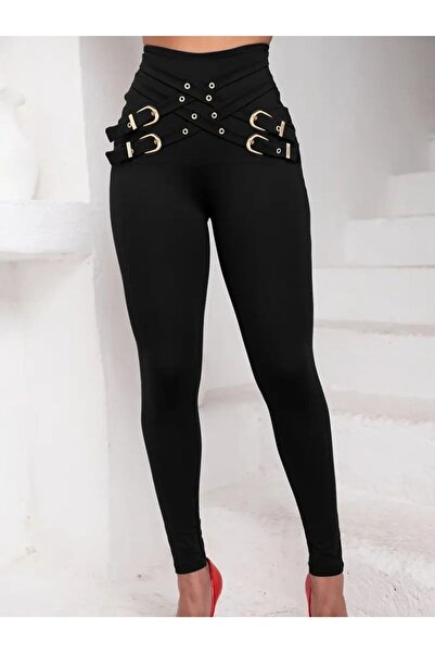 Kanonik Education Women's High Waist Front Cross Bird Eye Detailed Diver Legg...