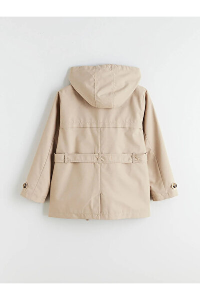 LC Waikiki Bej Kapüşonlu Kız Çocuk Trençkot