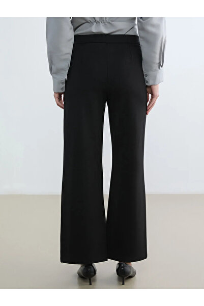 LC Waikiki Black Standard Fit Wide Leg Women's Trousers