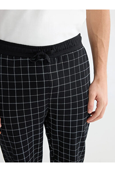 LC Waikiki Pantaloni de pijama pentru bărbați, negri, cu model în carouri, st...