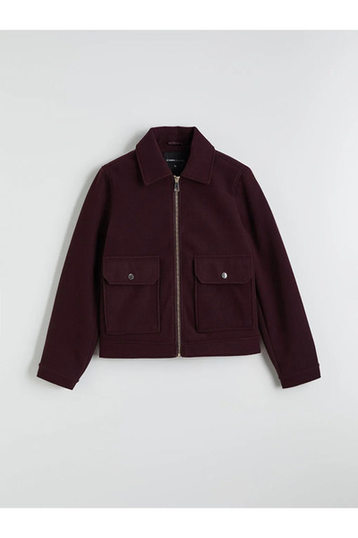 LC Waikiki Plum Shirt Collar Women's Cashmere Jacket