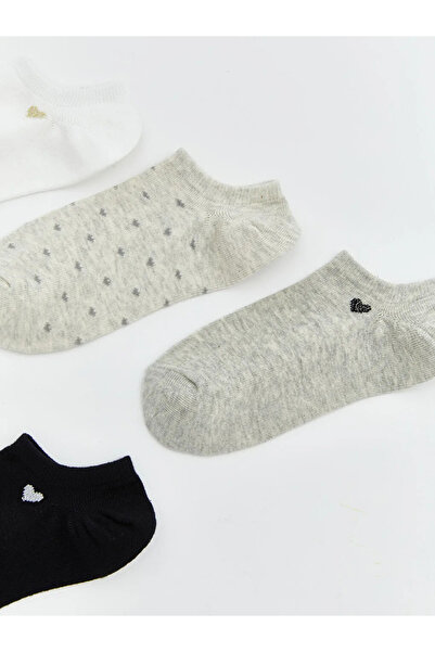 LC Waikiki Екру дамски чорапи с мотив сърце, пакет от 5 броя