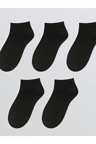LC Waikiki Black Women's Plain Booties Socks 5-Pack