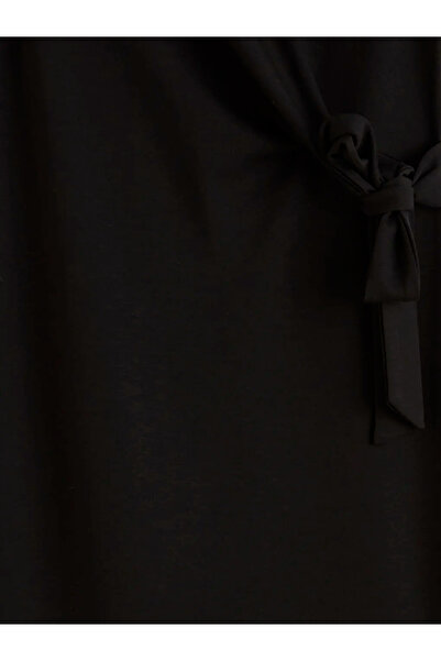 LC Waikiki Black Crew Neck Tie Dress