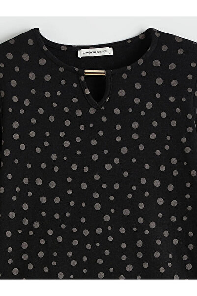 LC Waikiki Μπλούζα με μοτίβο με λαιμόκοψη σε μαύρο χρώμα