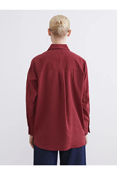 LC Waikiki Burgundy Oversize Women's Shirt