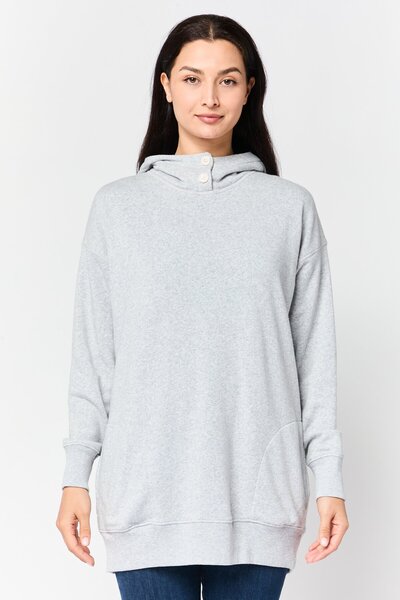 AMERICAN EAGLE Women Heather Long Sleeve Hoodie, Grey