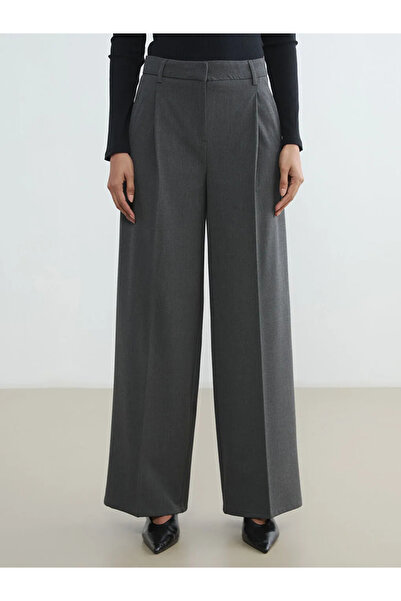 LC Waikiki Gray comfortable fit women's pleated pants