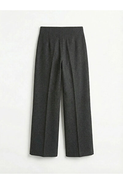 LC Waikiki Anthracite Elastic Waist Wide Leg Women's Trousers