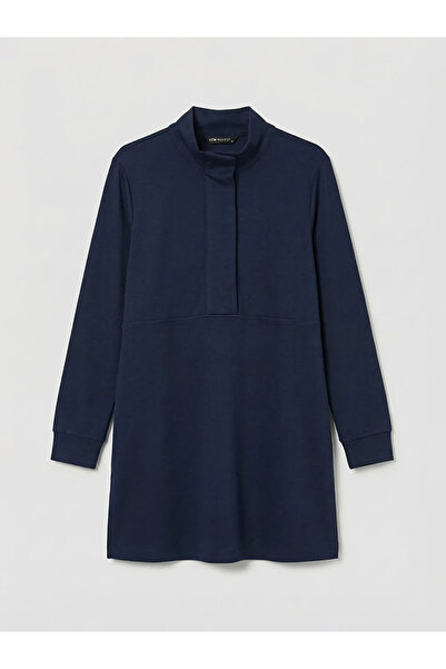 LC Waikiki Navy Blue Mock Neck Soft Touch Women's Sweatshirt Tunic