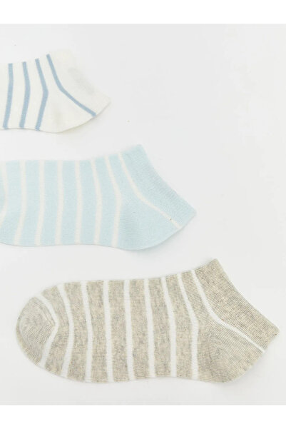 LC Waikiki Дамски чорапи до глезена на райета в екрю, комплект от 5