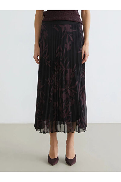 LC Waikiki Fusta plisată din șifon floral cu talie elastică mixtă