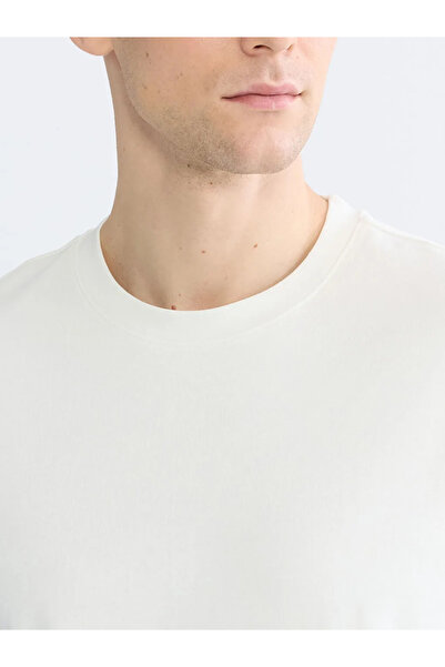 LC Waikiki Ecru Crew Neck Men's T-Shirt