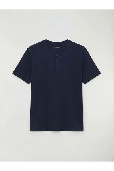 LC Waikiki Top de pijama pentru bărbați, albastru bleumarin, cu mânecă scurtă