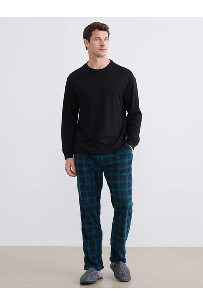 LC Waikiki Top de pijama pentru bărbați, negru, cu mânecă lungă și guler tip ...