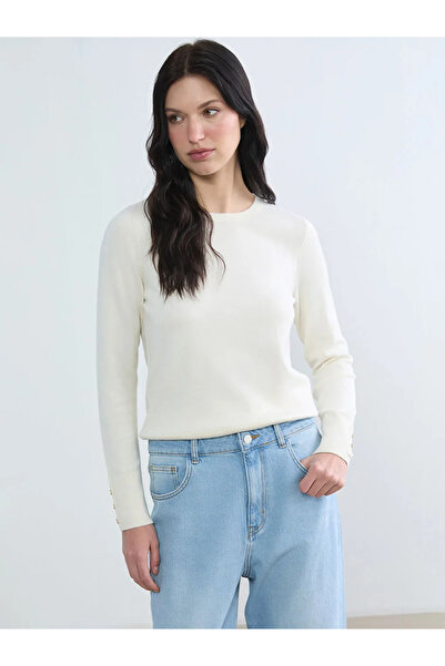 LC Waikiki Ecru Crew Neck Women's Knitwear Sweater