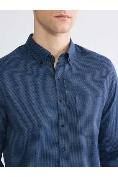 LC Waikiki Navy Blue Regular Fit Patterned Men's Shirt