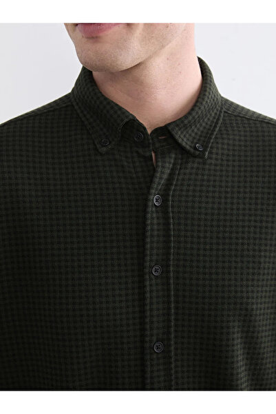 LC Waikiki Ανδρικό πουκάμισο Dobby σε κανονική εφαρμογή χακί