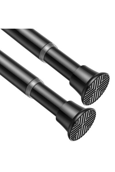 AIZESI Telescopic curtain rod 60-120cm without drilling black quick-mount clips